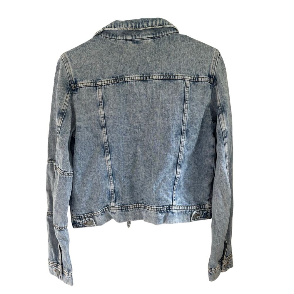 Free People Rumors Denim Jacket Staple Boho Festival Size Small - Picture 7 of 10